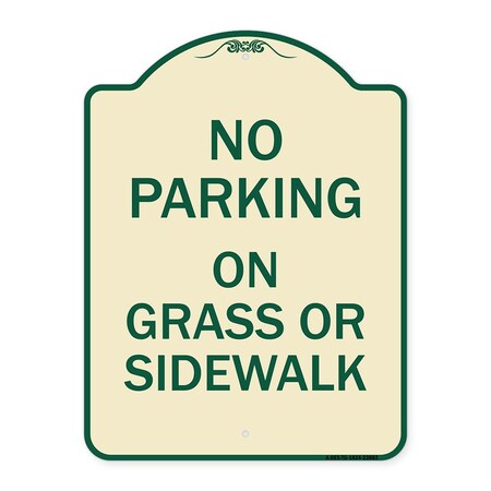 No Parking On Grass Or Sidewalk Heavy-Gauge Aluminum Architectural Sign
